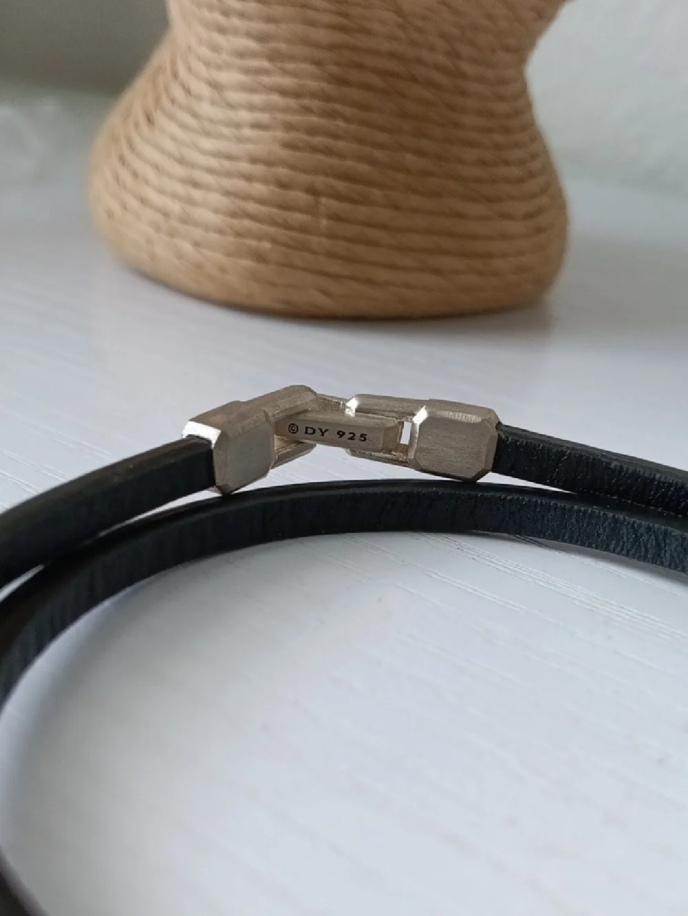 David Yurman Men's Black Steamline Sterling Silver Leather Wrap Bracelet